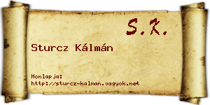 Sturcz Kálmán névjegykártya